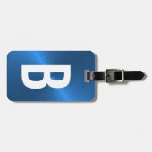 Initial blaugebürstetes Metallisches Monogramm Gepäckanhänger (Vorderseite horizontal)