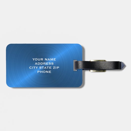 Initial blaugebürstetes Metallisches Monogramm Gepäckanhänger (Rückseite horizontal)