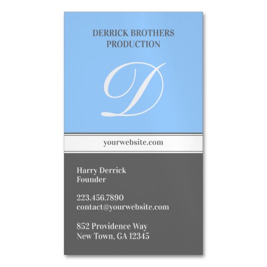 Initial Blue Gray Magnetische Visitenkarte (Vorderseite Vertikal)