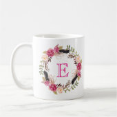 Initial Boho Coffee Tasse Monogram Teacup Floral C (Links)