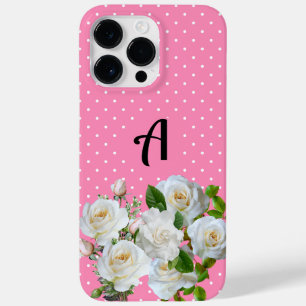 Initial Boho Pink Polka Punkte mit floralen l Girl Case-Mate iPhone 14 Pro Max Hülle