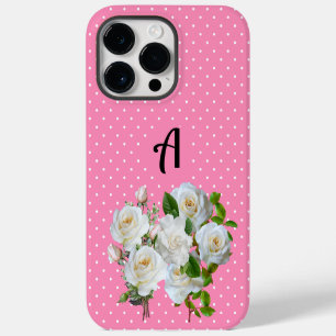 Initial Boho Pink Polka Punkte mit floralen l Girl iPhone 14 Pro Max Hülle