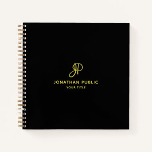 Initial Business Elegante Gold Script Monogram Notizblock