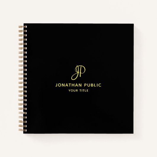 Initial Business Elegante Gold Script Monogram Notizblock (Vorderseite)
