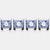 Initial Butterfly Watercolor Blue Monogram Whiskyglas (Vorderseite)