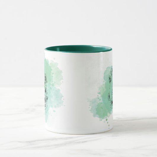 Initial C Aquarellmonogramm Grün Botanisch Tasse (Zentrum)