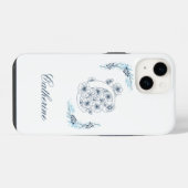 Initial "C" Blue Monogram Calm Floral iPhone Hülle (Rückseite (Horizontal))