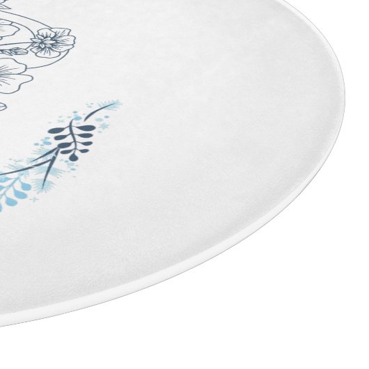 Initial "C" Blue Monogram Calm Floral Schneidebrett (Ecke)