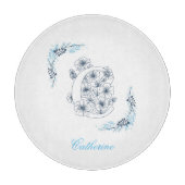 Initial "C" Blue Monogram Calm Floral Schneidebrett (Vorderseite)