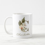Initial C Boho Floral Orchid Greenery Individuelle Kaffeetasse (Links)