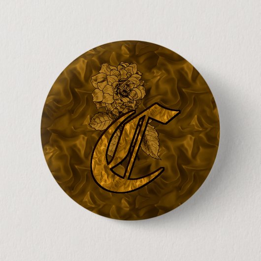 Initial C Gold Peony Button für Monogram (Vorderseite)