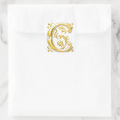 Initial-C-Hauptstadt-Briefaufkleber in Gold Quadratischer Aufkleber (Tasche)
