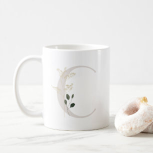 Initial C mit Blume in Weich-Farbe Kaffee Tasse