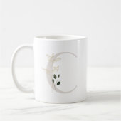 Initial C mit Blume in Weich-Farbe Kaffee Tasse (Links)