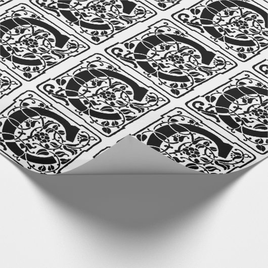 Initial C Monogramm. Maßgeschneidertes Muster für Geschenkpapier (Ecke)