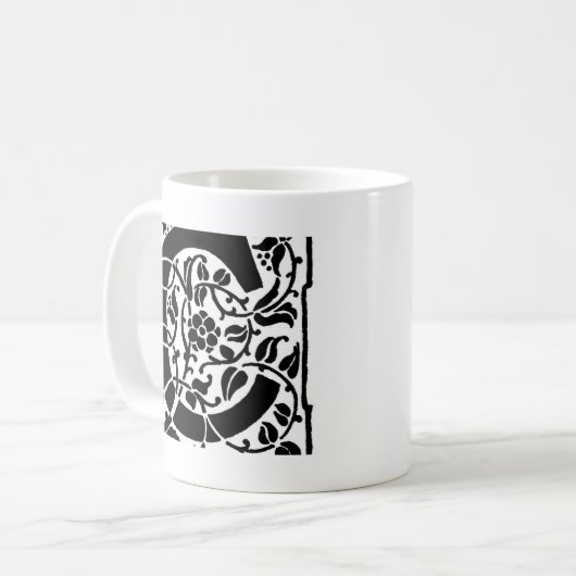 Initial C Monogramm. Maßgeschneidertes Muster für  Kaffeetasse (Vorderseite Links)
