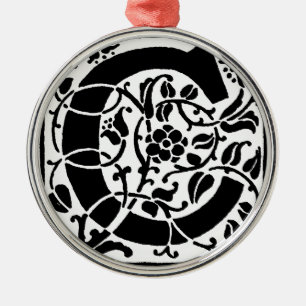 Initial C Monogramm. Maßgeschneidertes Muster für  Silbernes Ornament