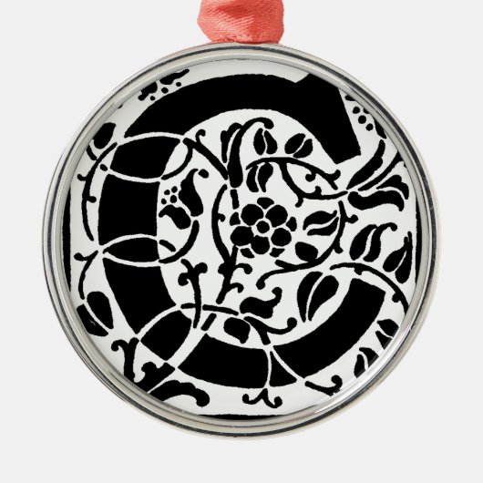 Initial C Monogramm. Maßgeschneidertes Muster für Silbernes Ornament (Vorne)