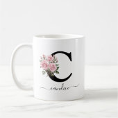 Initial C Rosenrosen Blume Monogramm Name Kaffeetasse (Links)