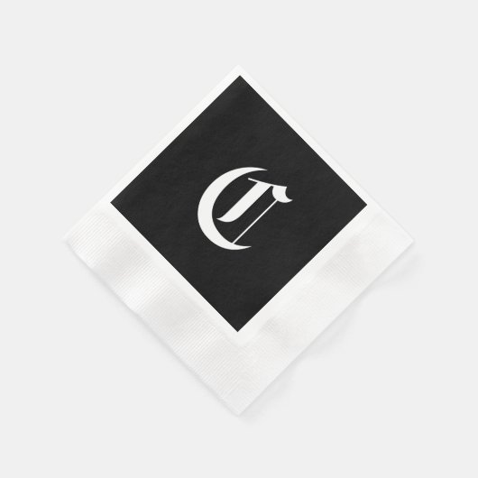 Initial C, Schwarzweißmonogramm Serviette (Ecke)