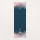 Initial Celestial Stars Space Monogram | Rosa Blau Yogamatte (Rückseite)