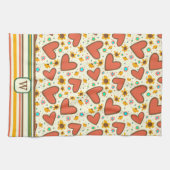 Initial Chic Heart Floral Pattern Monogramm Geschirrtuch (Horizontal)