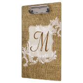 Initial-Clip-Board des Burlap Country Lace Monogra Klemmbrett (Links)