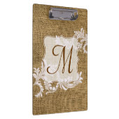 Initial-Clip-Board des Burlap Country Lace Monogra Klemmbrett (Rechts)