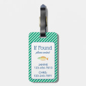 Initial Custom Blue Watercolor Wave Gepäckanhänger (Rückseite vertikal)