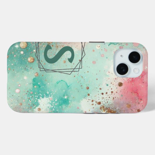 Initial Custom Confetti Magic Monogram Case-Mate iPhone Hülle (Rückseite (Horizontal))