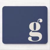 Initial Custom Navy Minimalistisch Retro Monogram Mousepad (Vorne)