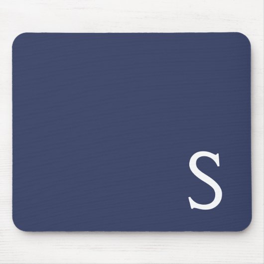 Initial Custom Navy Minimalistisch Retro Monogram Mousepad (Vorne)