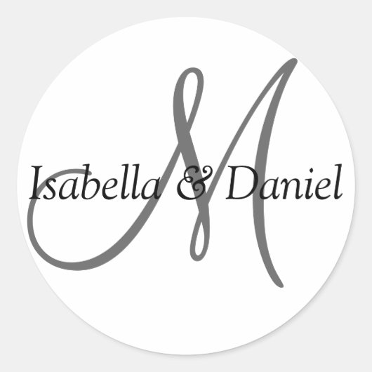 Initial Custom Wedding Names Monogram Bridal UAWG Runder Aufkleber (Vorderseite)