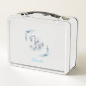 Initial "D" Blue Monogram Calm Floral Metall Brotdose (Rückseite)