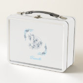 Initial "D" Blue Monogram Calm Floral Metall Brotdose (Vorderseite)