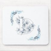 Initial "D" Blue Monogram Calm Floral Mousepad (Vorne)