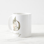 Initial D Boho Floral Orchid Greenery Individuelle Kaffeetasse (Vorderseite Links)