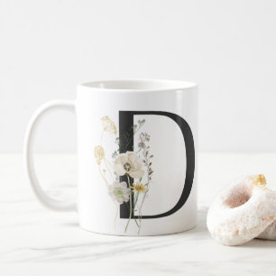 Initial D mit Blume in Weich-Farbe Kaffeemaschine Kaffeetasse