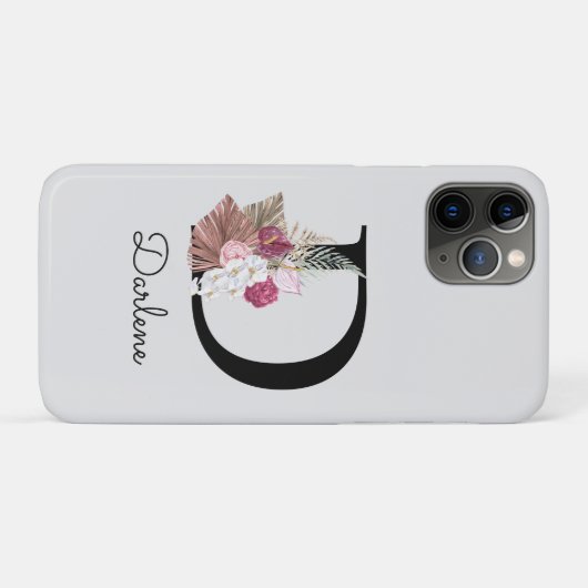 Initial D Mit Monogramm Pink Boho Floral Case-Mate iPhone Hülle (Rückseite (Horizontal))