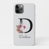 Initial D Mit Monogramm Pink Boho Floral Case-Mate iPhone Hülle (Rückseite)