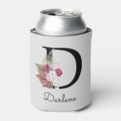 Initial D Mit Monogramm Pink Boho Floral Dosenkühler (Kanne Vorderseite)