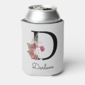 Initial D Mit Monogramm Pink Boho Floral Dosenkühler (Kanne Rückseite)