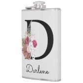 Initial D Monogrammierte Pinke Boho Blumige Flachmann (Links)
