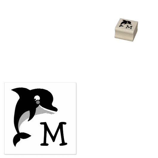 Initial der Dolphin-Niedlich-Kid-Monogramm Gummistempel (Stempel)
