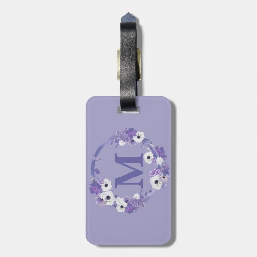Initial der lila Blumenzähne Gepäckanhänger (Rückseite vertikal)