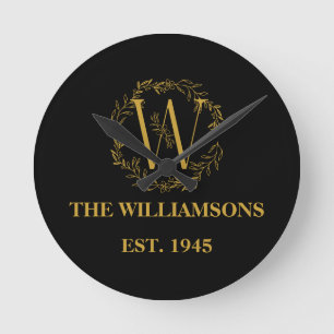 Initial der personalisierten Monogrammfamilie Runde Wanduhr