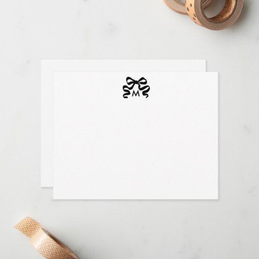 Initial der personalisierten Wavy Ribbon Bow Monog Mitteilungskarte (Vorderseite/Rückseite Beispiel)