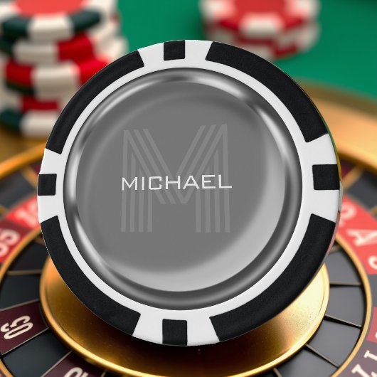 Initial der Silver Coin Name Monogram Pokerchips