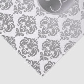 Initial der Silver White Glam Damask Monogram Lett Seidenpapier (Ausschnitt)