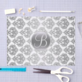 Initial der Silver White Glam Damask Monogram Lett Seidenpapier (Handwerk)